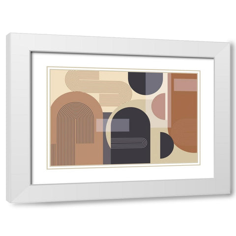 Abstract Arches Charcoal Terracotta 2 White Modern Wood Framed Art Print with Double Matting by Urban Epiphany