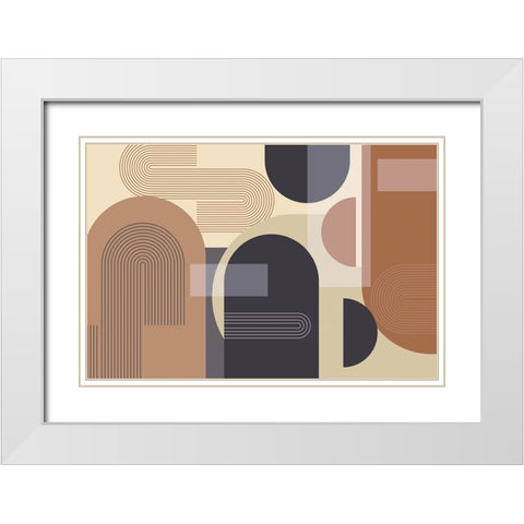 Abstract Arches Charcoal Terracotta 2 White Modern Wood Framed Art Print with Double Matting by Urban Epiphany