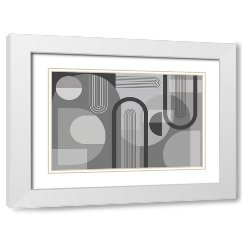 Abstract Arches Gray 1 White Modern Wood Framed Art Print with Double Matting by Urban Epiphany