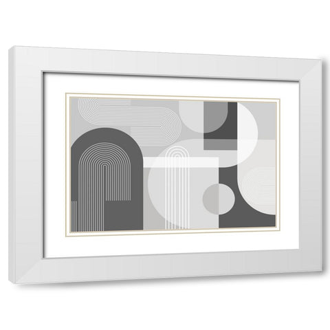 Abstract Arches Gray 2 White Modern Wood Framed Art Print with Double Matting by Urban Epiphany