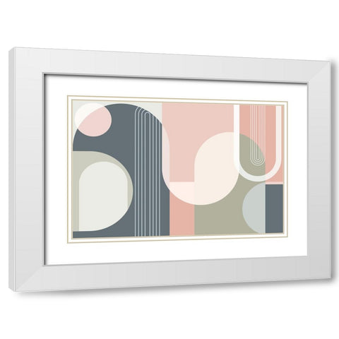 Mid Century Abstract Arches 1 White Modern Wood Framed Art Print with Double Matting by Urban Epiphany