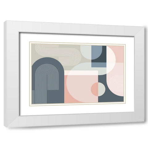 Mid Century Abstract Arches 2 White Modern Wood Framed Art Print with Double Matting by Urban Epiphany
