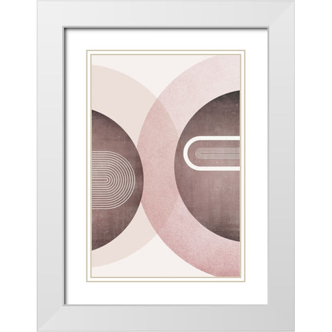 MidCentury Arches Pink Burgundy 2 White Modern Wood Framed Art Print with Double Matting by Urban Epiphany