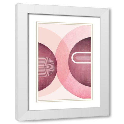 Mid Century Arches Pink Burgundy 2 White Modern Wood Framed Art Print with Double Matting by Urban Epiphany