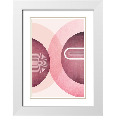 Mid Century Arches Pink Burgundy 2 White Modern Wood Framed Art Print with Double Matting by Urban Epiphany