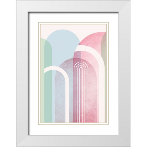 Mid Century Arches Soft Pastels 1 White Modern Wood Framed Art Print with Double Matting by Urban Epiphany