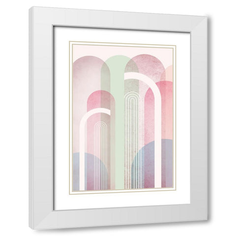 Mid Century Arches Soft Pastels 2 White Modern Wood Framed Art Print with Double Matting by Urban Epiphany