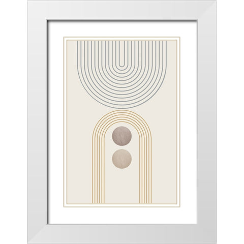 Mid Century Minimalist Boho 1 White Modern Wood Framed Art Print with Double Matting by Urban Epiphany