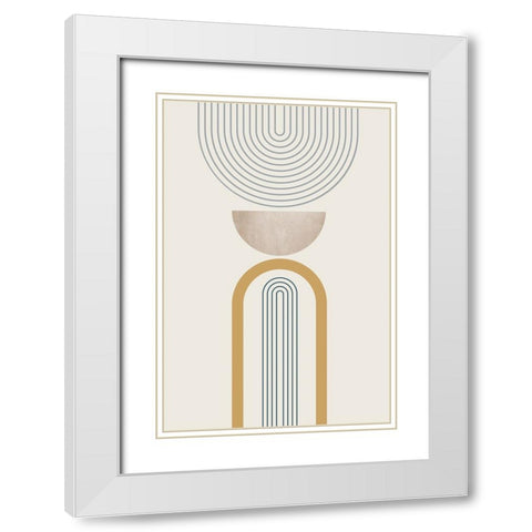 MidCentury Minimalist Boho 3 White Modern Wood Framed Art Print with Double Matting by Urban Epiphany