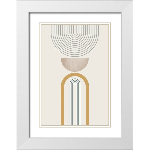 MidCentury Minimalist Boho 3 White Modern Wood Framed Art Print with Double Matting by Urban Epiphany