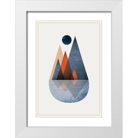 Minimalist Mid Century Orange Navy 2 White Modern Wood Framed Art Print with Double Matting by Urban Epiphany