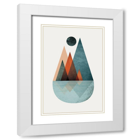 Minimalist Mid Century Orange Teal 2 White Modern Wood Framed Art Print with Double Matting by Urban Epiphany