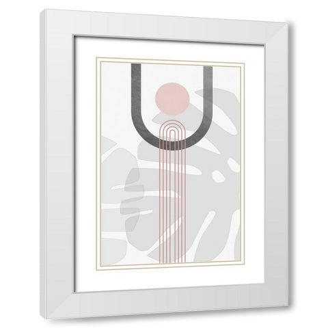 Modern Mid Century Abstract Pink Grey 1 White Modern Wood Framed Art Print with Double Matting by Urban Epiphany