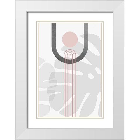 Modern Mid Century Abstract Pink Grey 1 White Modern Wood Framed Art Print with Double Matting by Urban Epiphany