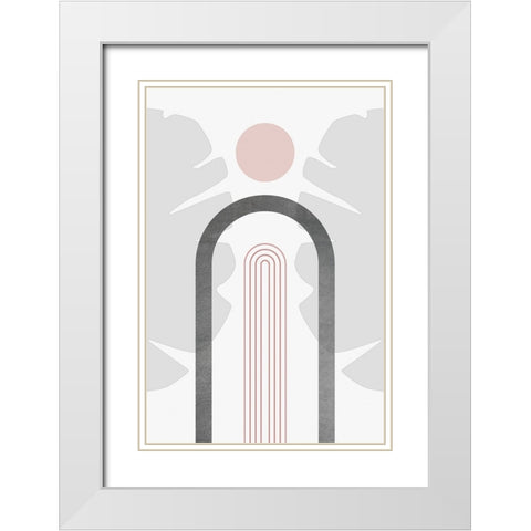 Modern Mid Century Abstract Pink Grey 2 White Modern Wood Framed Art Print with Double Matting by Urban Epiphany
