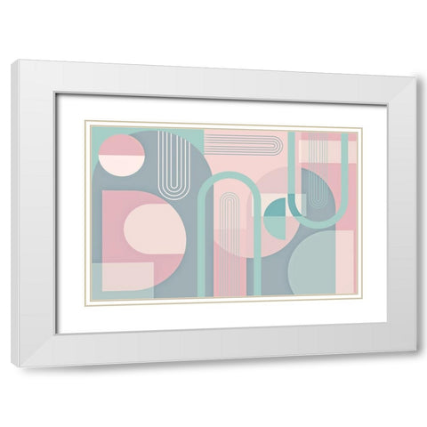 Abstract Arches Pastel White Modern Wood Framed Art Print with Double Matting by Urban Epiphany