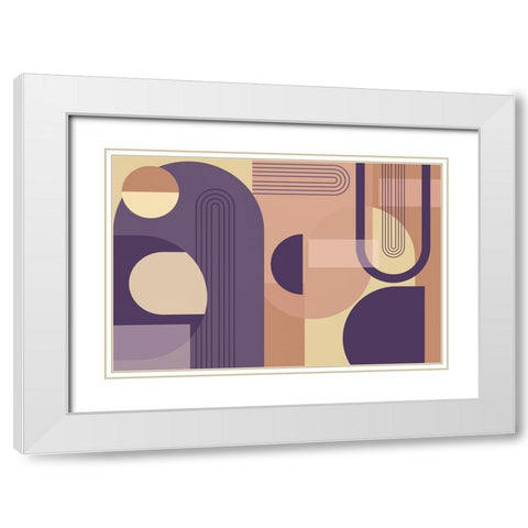 Abstract Arches Purple White Modern Wood Framed Art Print with Double Matting by Urban Epiphany