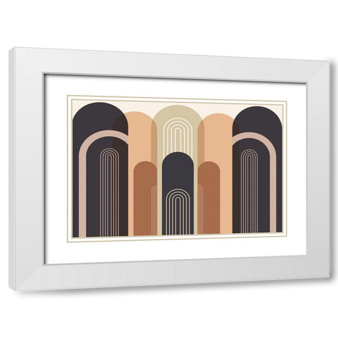 Mid Century Arches White Modern Wood Framed Art Print with Double Matting by Urban Epiphany