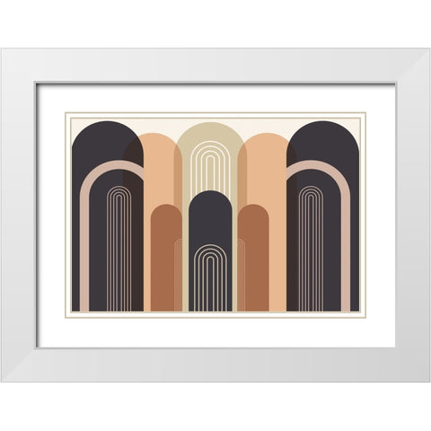 Mid Century Arches White Modern Wood Framed Art Print with Double Matting by Urban Epiphany