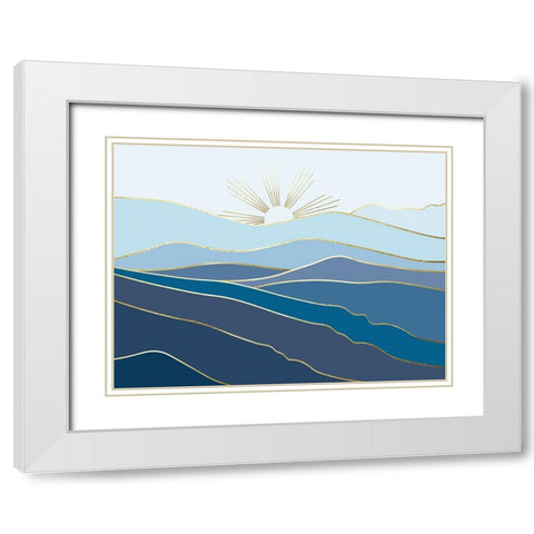Landscape In Blue White Modern Wood Framed Art Print with Double Matting by Urban Epiphany