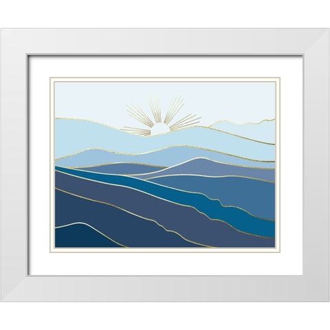 Landscape In Blue White Modern Wood Framed Art Print with Double Matting by Urban Epiphany