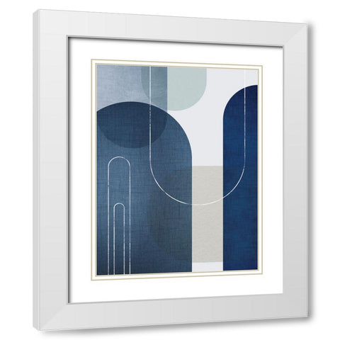 Blue Linen Mountains 1 White Modern Wood Framed Art Print with Double Matting by Urban Epiphany