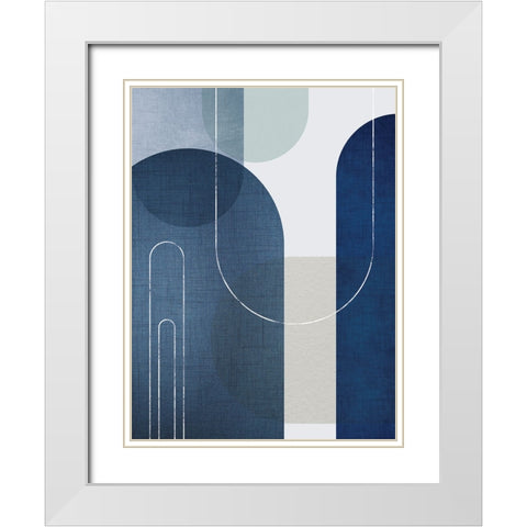 Blue Linen Mountains 1 White Modern Wood Framed Art Print with Double Matting by Urban Epiphany