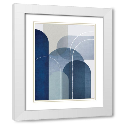 Blue Linen Mountains 2 White Modern Wood Framed Art Print with Double Matting by Urban Epiphany