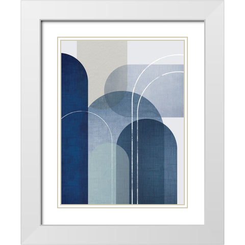 Blue Linen Mountains 2 White Modern Wood Framed Art Print with Double Matting by Urban Epiphany