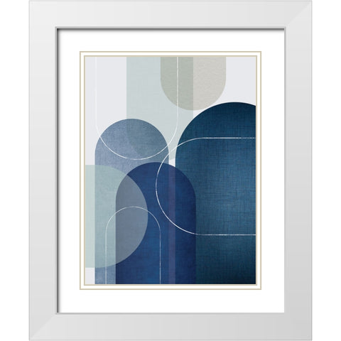Blue Linen Mountains 3 White Modern Wood Framed Art Print with Double Matting by Urban Epiphany
