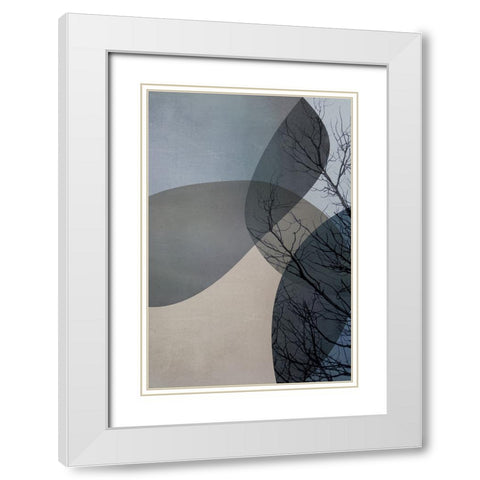 Blue Tree 1 White Modern Wood Framed Art Print with Double Matting by Urban Epiphany