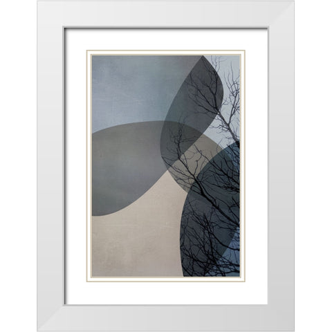 Blue Tree 1 White Modern Wood Framed Art Print with Double Matting by Urban Epiphany