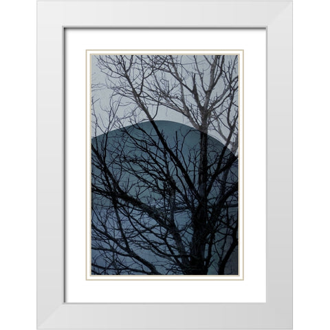 Blue Tree 2 White Modern Wood Framed Art Print with Double Matting by Urban Epiphany
