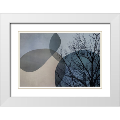 Blue Tree 3 White Modern Wood Framed Art Print with Double Matting by Urban Epiphany