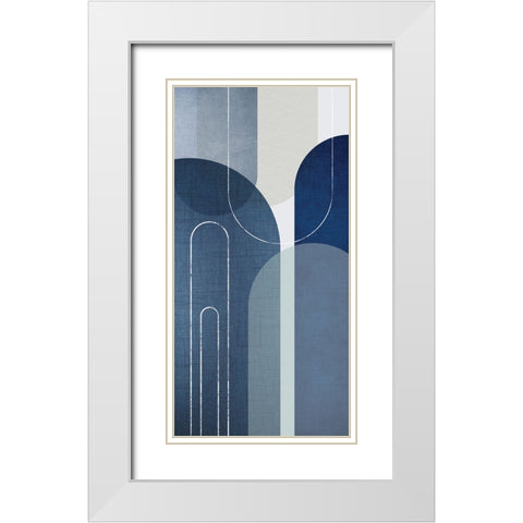 Blue Linen MidCentury 1 White Modern Wood Framed Art Print with Double Matting by Urban Epiphany