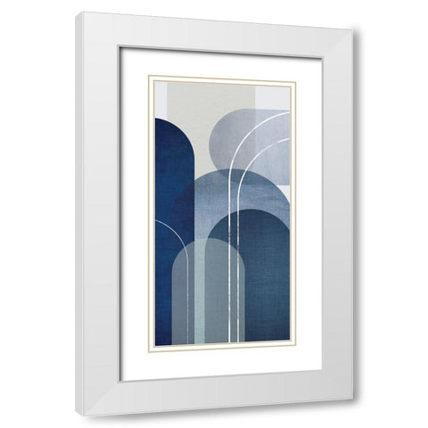 Blue Linen MidCentury 2 White Modern Wood Framed Art Print with Double Matting by Urban Epiphany