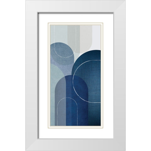 Blue Linen MidCentury 3 White Modern Wood Framed Art Print with Double Matting by Urban Epiphany