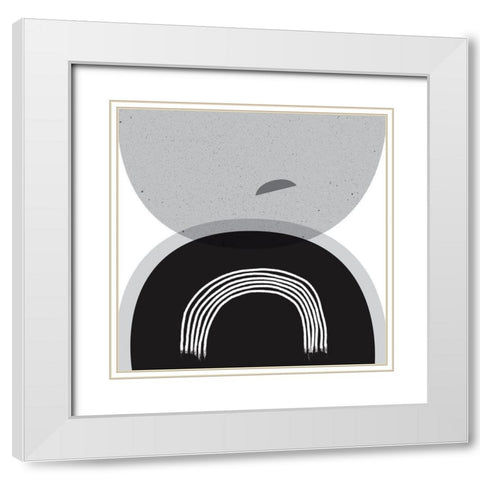 Black Grey Minimalist SQ White Modern Wood Framed Art Print with Double Matting by Urban Epiphany