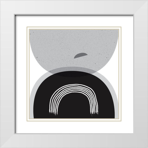 Black Grey Minimalist SQ White Modern Wood Framed Art Print with Double Matting by Urban Epiphany