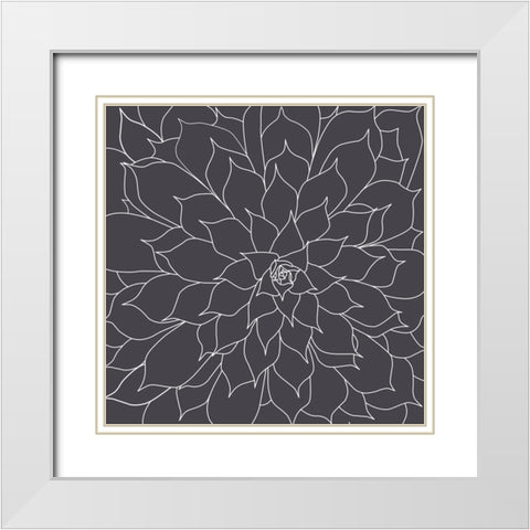 Black And Grey Succulents 1 White Modern Wood Framed Art Print with Double Matting by Urban Epiphany