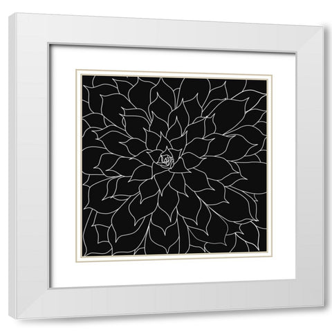 Black And Grey Succulents 2 White Modern Wood Framed Art Print with Double Matting by Urban Epiphany