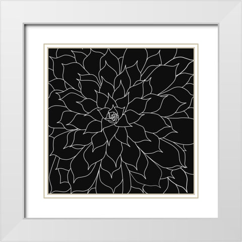 Black And Grey Succulents 2 White Modern Wood Framed Art Print with Double Matting by Urban Epiphany