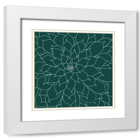 Succulent Emerald White Modern Wood Framed Art Print with Double Matting by Urban Epiphany