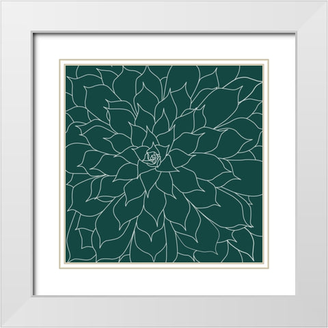 Succulent Emerald White Modern Wood Framed Art Print with Double Matting by Urban Epiphany