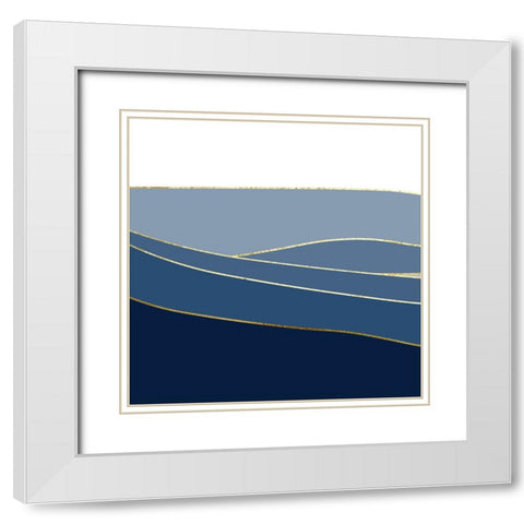 Navy Gold Landscape 1 V2 White Modern Wood Framed Art Print with Double Matting by Urban Epiphany