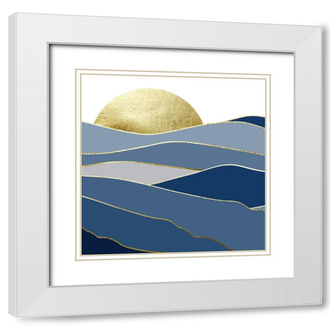 Navy Gold Landscape 2 V2 White Modern Wood Framed Art Print with Double Matting by Urban Epiphany