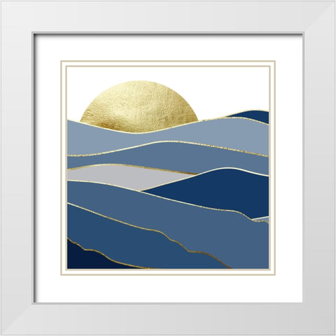Navy Gold Landscape 2 V2 White Modern Wood Framed Art Print with Double Matting by Urban Epiphany