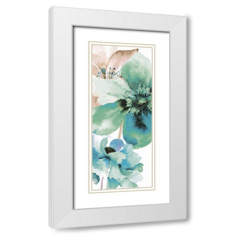 Indigo Petals 2 White Modern Wood Framed Art Print with Double Matting by Brown, Victoria