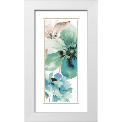 Indigo Petals 2 White Modern Wood Framed Art Print with Double Matting by Brown, Victoria