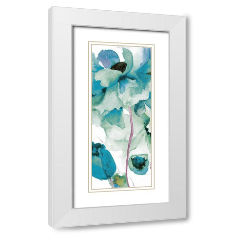Indigo Petals 3 White Modern Wood Framed Art Print with Double Matting by Brown, Victoria